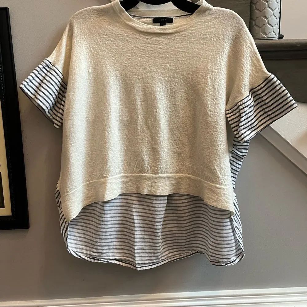 J. Crew Mixed Media High Low Shirt sz L EUC